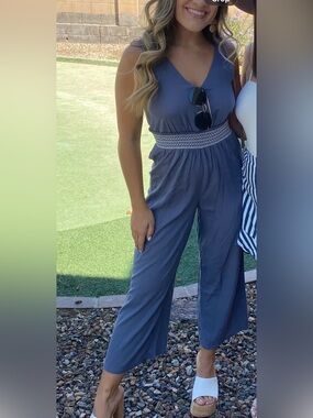 Women’s Wide-Leg Jumpsuit in Slate Blue